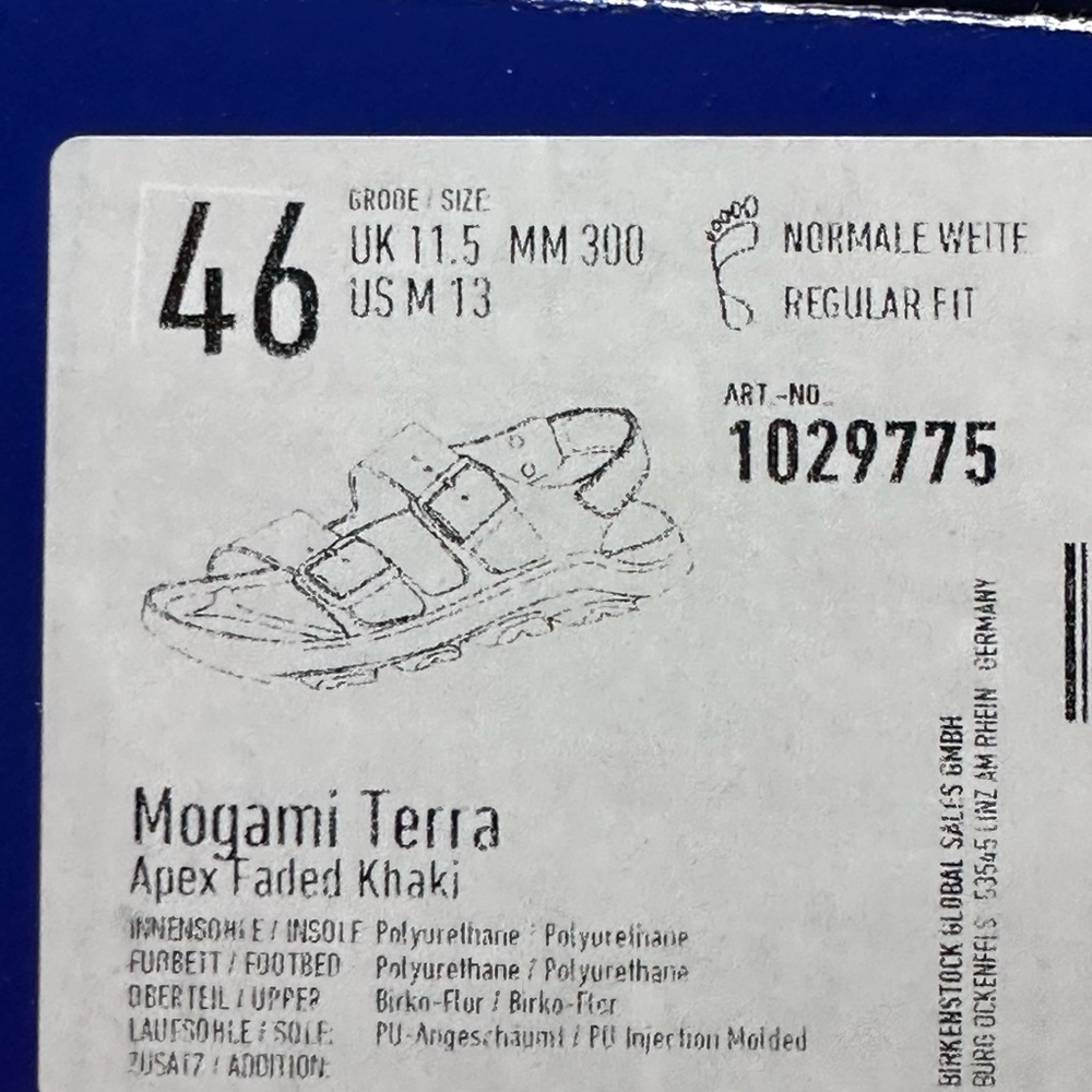 Birkenstock NEW Men’s Mogami Terra Sandals In Apex Faded Khaki Sz.45/12-46/13 - Picture 10 of 11